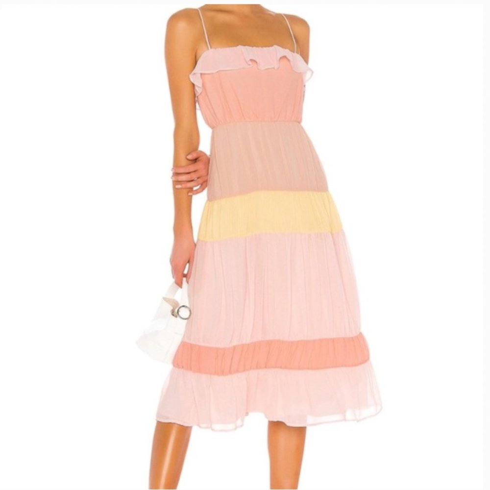 LOVERS + FRIENDS pastel pink Acer tiered ruffle midi dress - Picture 10 of 10